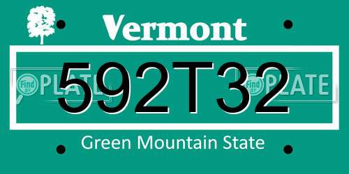 592T32 Vermont License Plate