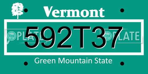 592T37 Vermont License Plate