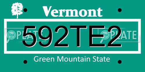 592TE2 Vermont License Plate