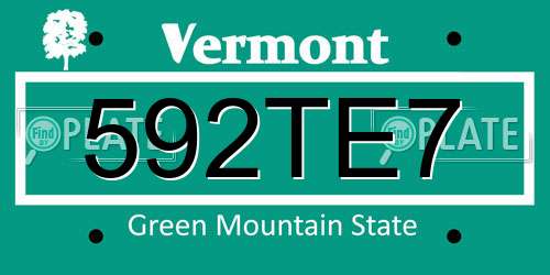 592TE7 Vermont License Plate