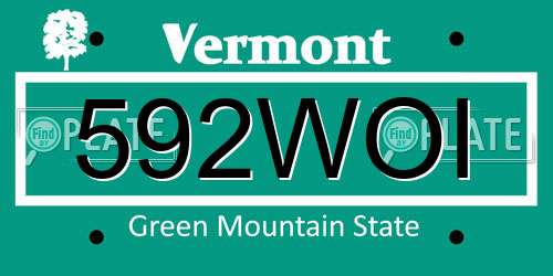 592WOI Vermont License Plate
