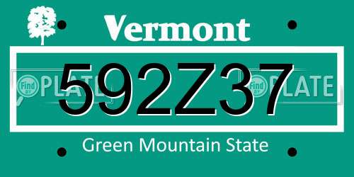 592Z37 Vermont License Plate