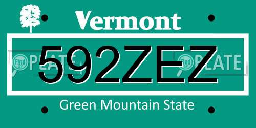 592ZEZ Vermont License Plate