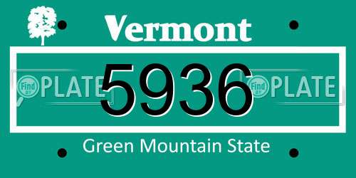 5936 Vermont License Plate