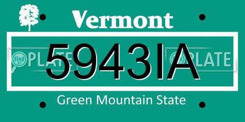 5943IA Vermont License Plate