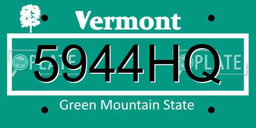 5944HQ Vermont License Plate
