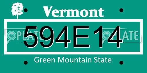 594E14 Vermont License Plate