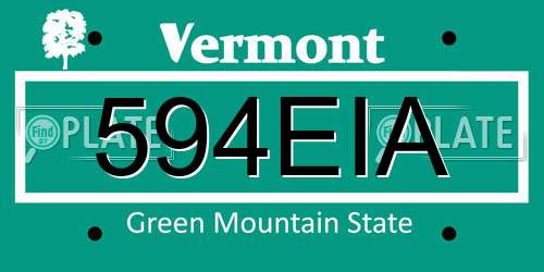 594EIA Vermont License Plate