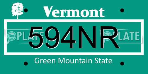 594NR Vermont License Plate