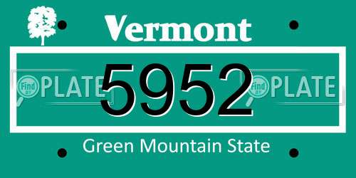 5952 Vermont License Plate