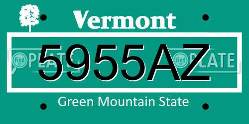 5955AZ Vermont License Plate