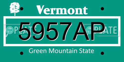 5957AP Vermont License Plate