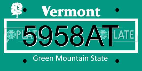 5958AT Vermont License Plate