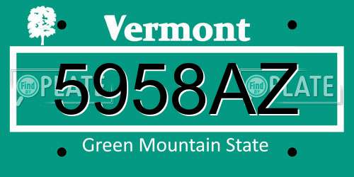 5958AZ Vermont License Plate