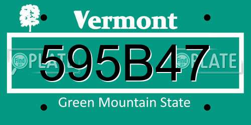595B47 Vermont License Plate