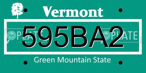 595BA2 Vermont License Plate