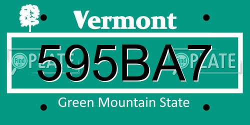 595BA7 Vermont License Plate