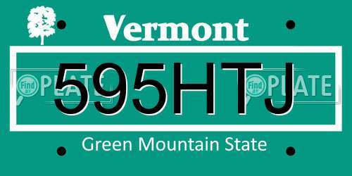 595HTJ Vermont License Plate