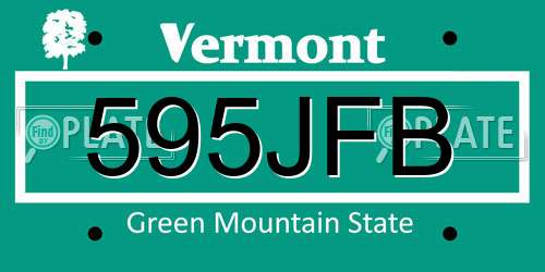 595JFB Vermont License Plate