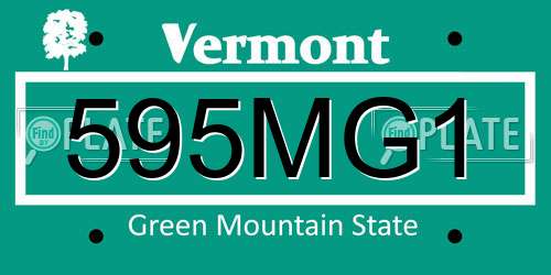 595MG1 Vermont License Plate