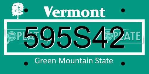595S42 Vermont License Plate