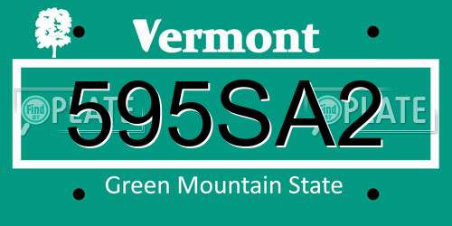 595SA2 Vermont License Plate