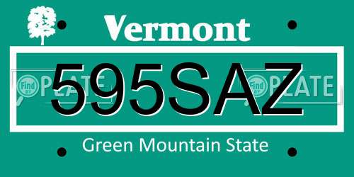 595SAZ Vermont License Plate