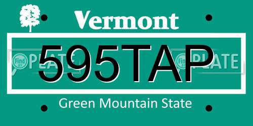 595TAP Vermont License Plate