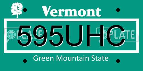 595UHC Vermont License Plate