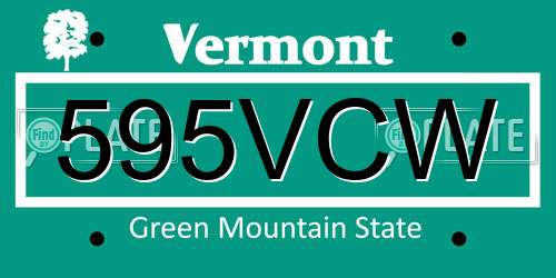 595VCW Vermont License Plate