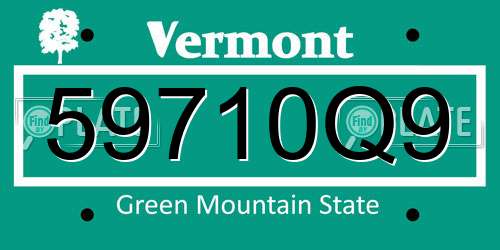 59710Q9 Vermont License Plate
