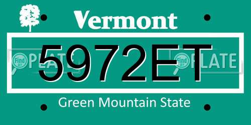 5972ET Vermont License Plate