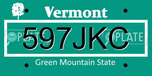 597JKC Vermont License Plate