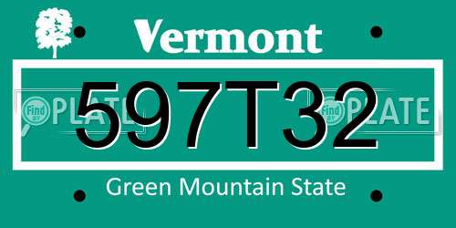 597T32 Vermont License Plate