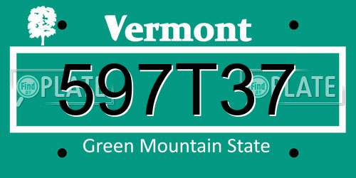 597T37 Vermont License Plate