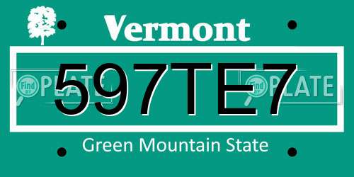 597TE7 Vermont License Plate