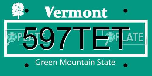 597TET Vermont License Plate