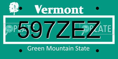 597ZEZ Vermont License Plate