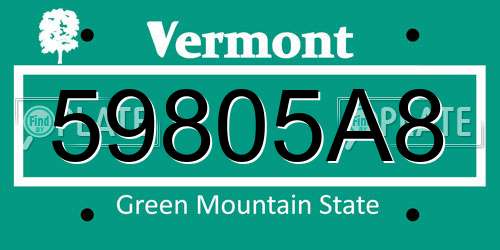 59805A8 Vermont License Plate
