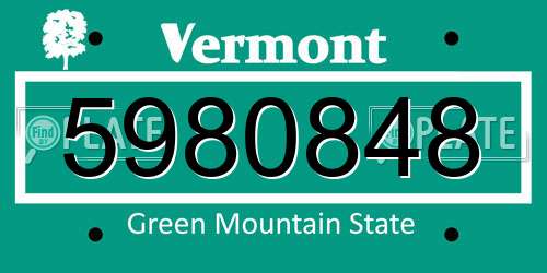 5980848 Vermont License Plate