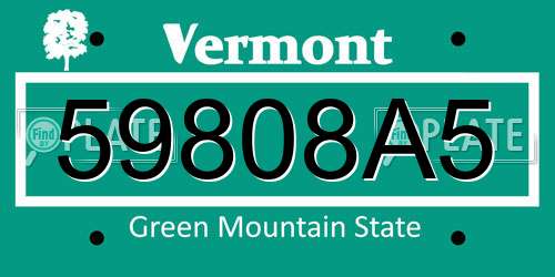 59808A5 Vermont License Plate