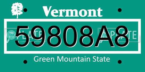 59808A8 Vermont License Plate