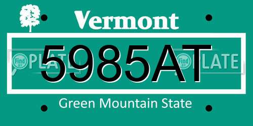 5985AT Vermont License Plate