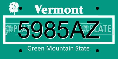 5985AZ Vermont License Plate