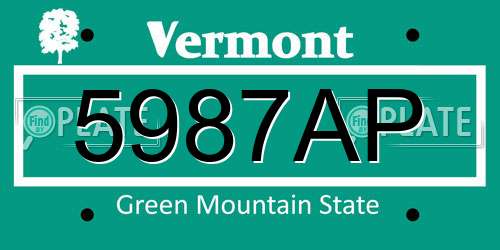 5987AP Vermont License Plate