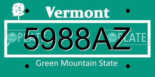 5988AZ Vermont License Plate