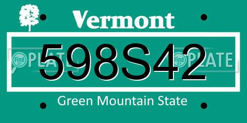 598S42 Vermont License Plate