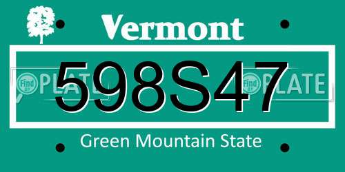 598S47 Vermont License Plate