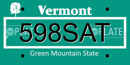 598SAT Vermont License Plate