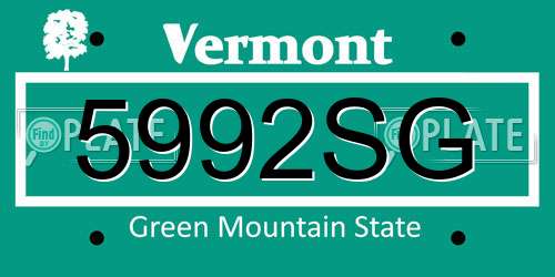 5992SG Vermont License Plate